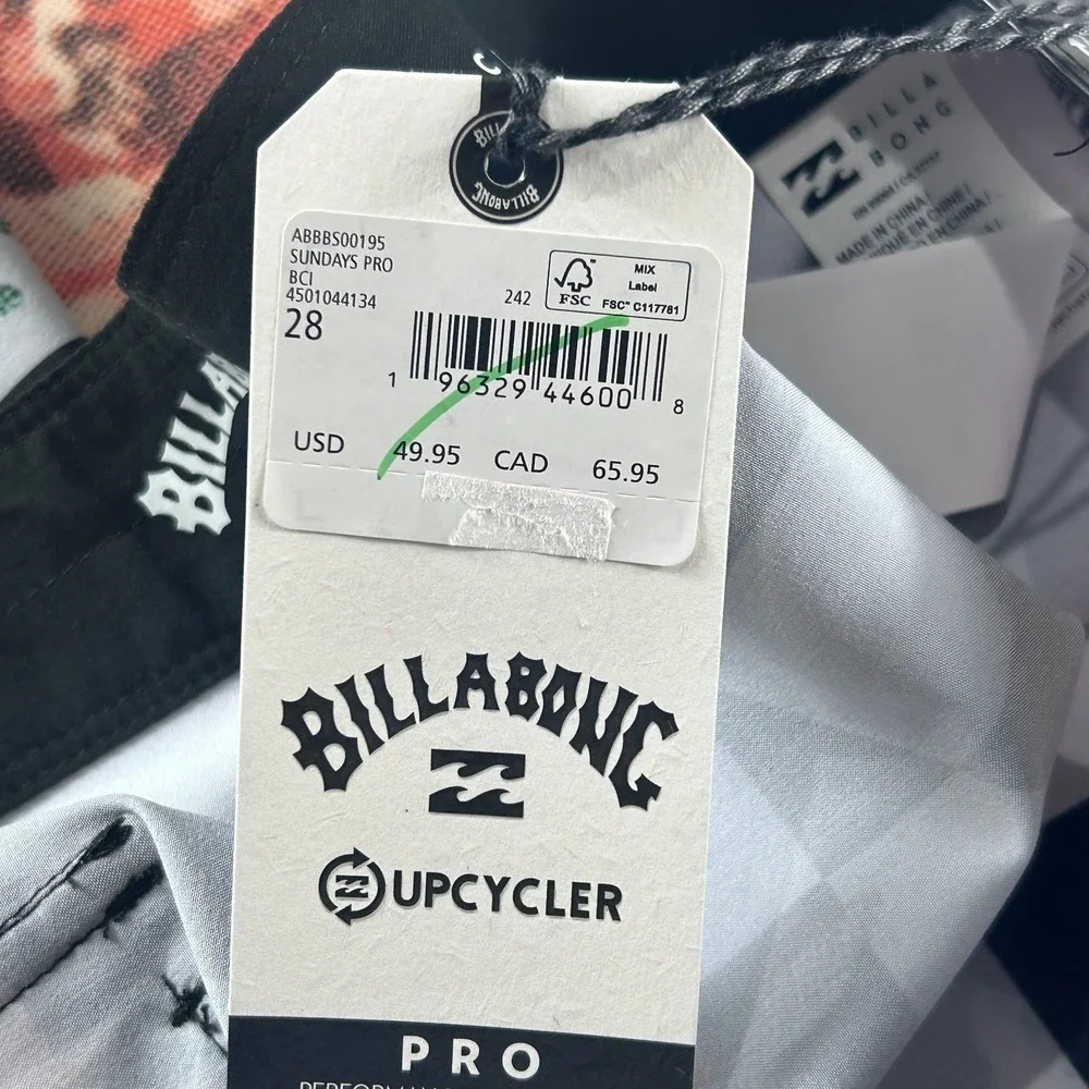 Billabong‎ Sundays Pro Upcycler Board Shorts Mens 28 Floral Checkerboard NWT